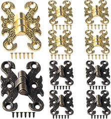 10 Pack Antique Box Hinges Vintage H Shape Decorative Mini Folding Hinges Screws