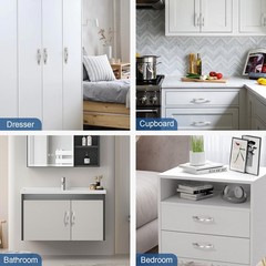 30 Pack Cabinet Handles 3 inch(76mm) Hole Centers, Shiny Nickel Drawer Pulls,…