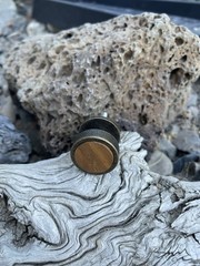 Dark Rustic Bronze Knurled Metal Wood Center Knob Drawer Pull Industrial Modern