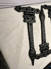 TWO Tee-Strap Hinges Black Decorative Hinges Barn Door Cast Iron Metal gothic