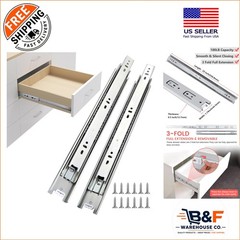 Zinc Plated 22 Inch Heavy Duty Drawer Slides | 6 Pairs with Quiet Ball Bearings