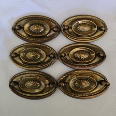 Brass Swing Handles Furniture Dresser Pull Hardware Vintage Drawer Oval 3.5″x2″