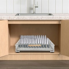 Modern Pull Out Drawer&Bottom-Mounted Slide Out Storage Shelf Silver, White New