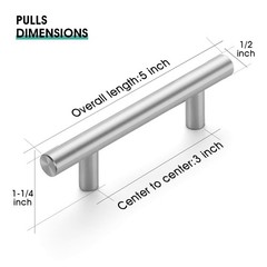 2 Pack 3 Inch Hole Center 5 Inch Brushed Nickel Cabinet Pulls Hardware Set