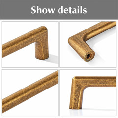 6 Pack 12 3/5 Inch(320Mm) Hole Centers Vintage Antique Brass Kitchen Cabinet Pul