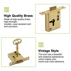 Ufurmate Vintage Lock Key 2Pcs Gold Cabinet Lock Set For Right-Hand Door Retro