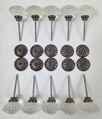 10-Piece Glass Faceted Top Pull Knob w/Aged Bronze Metal Hardware Set