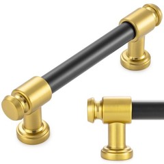 10 Pack 3-3/4 Inch Black and Gold Cabinet Pulls Matte Black and Brushed Gold …