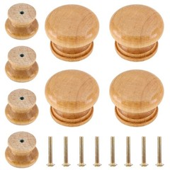 Luomorgo 8 Pcs Natural Wood Dresser Knobs, Round Wooden Cabinet Knobs, Mushroom