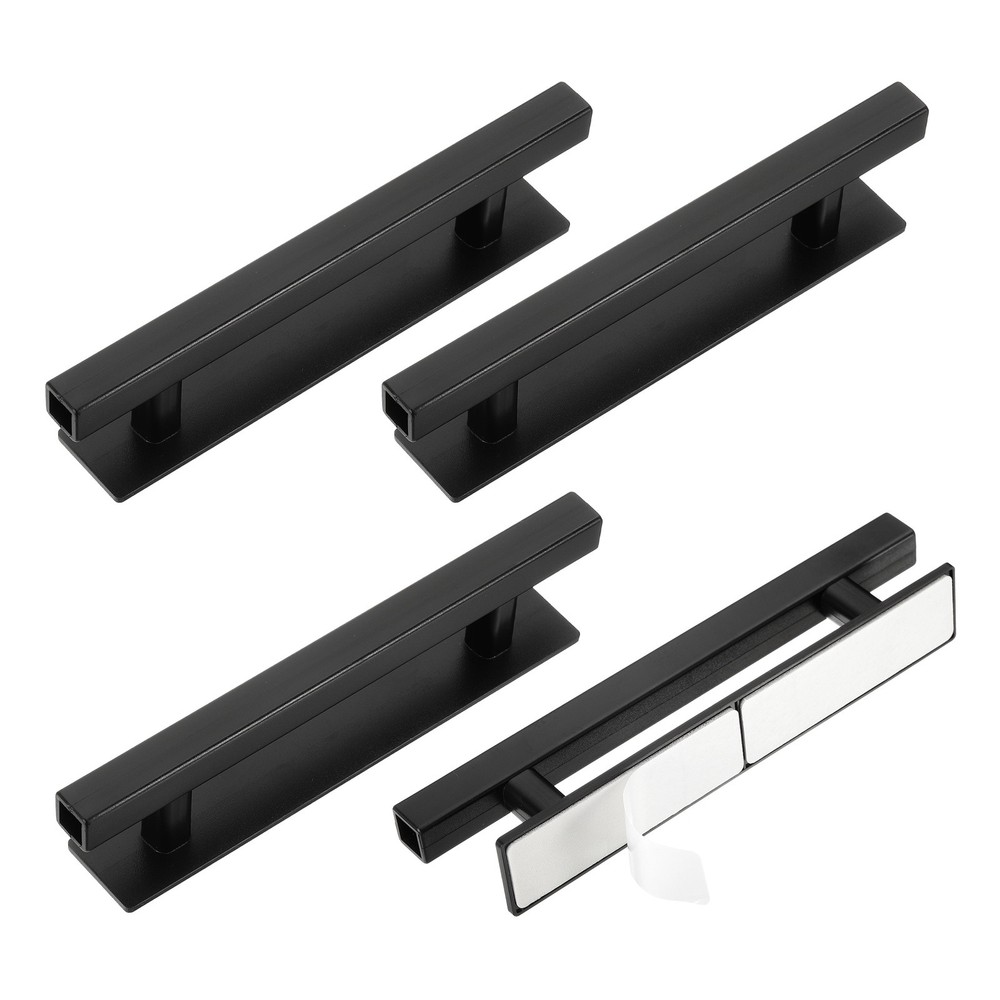 4pcs Self-Stick Push Pull Helper 6″ Rectangle Cabinet Handle(Black)