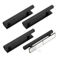 4pcs Self-Stick Push Pull Helper 6″ Rectangle Cabinet Handle(Black)