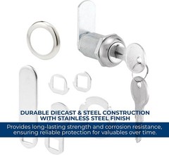 Stainless Steel Drawer and Cabinet Lock – 1-1/8 In. Length, 2 Keys Included