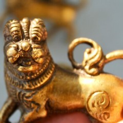 Antique Lion knob Vintage dresser drawer Bronze cabinet VTG mid century Brass