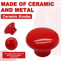 10 Pack Red Ceramic Kitchen Cabinet Knobs Pulls, 32 mm/1.26 Inch Retro Vintage R