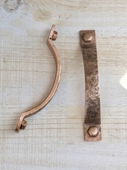 Antique Copper Metal Door Handle Pull Hammered Rustic Design 4 7/8 in