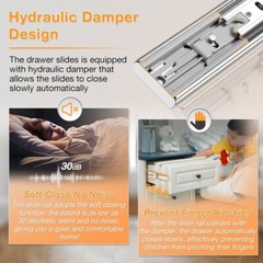 1/5/10 Pairs 12″-24″ Soft Close Drawer Slides Ball Bearing Full Extension Value