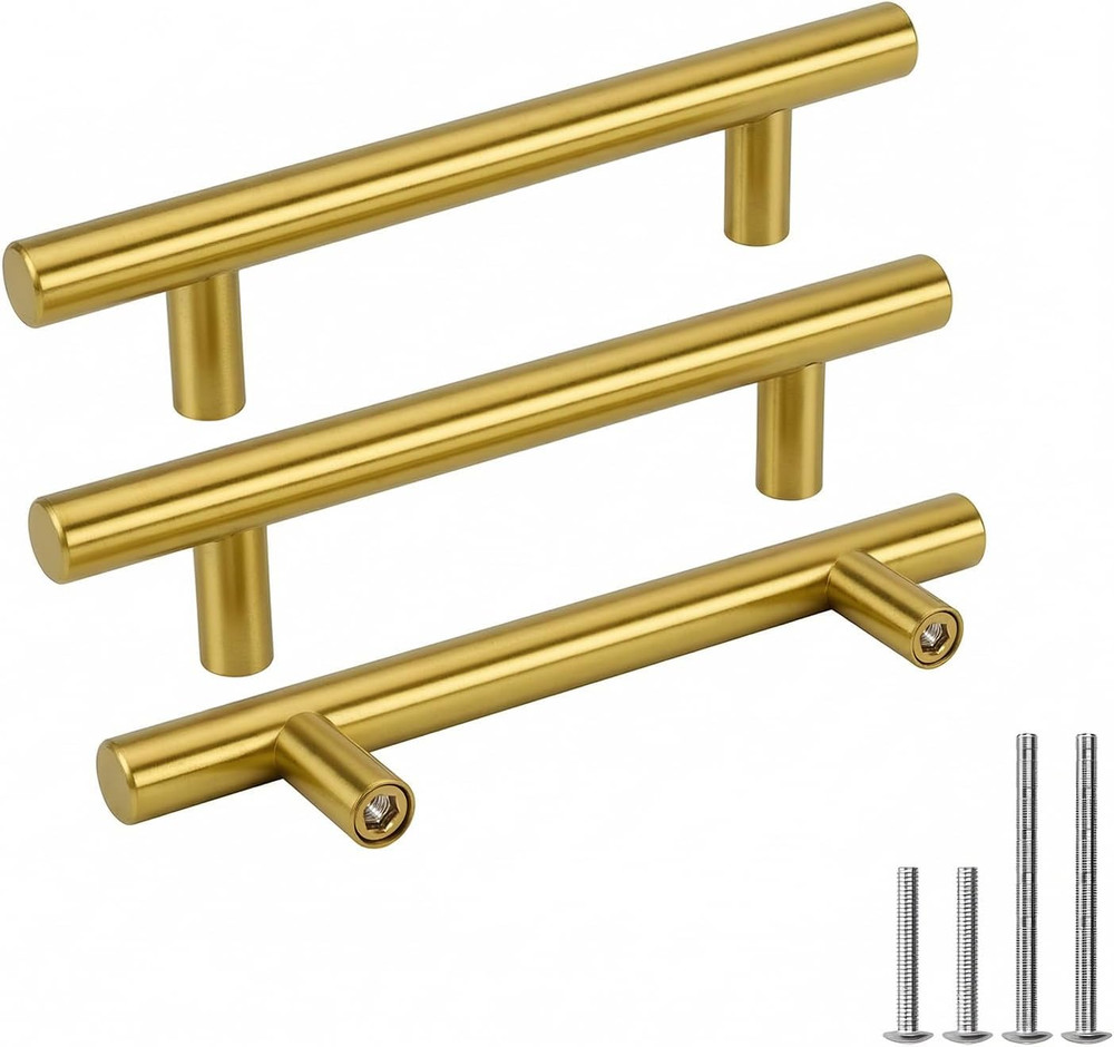 50 Pack 3-3/4In Brushed Gold Cabinet Pulls Gold Kitchen Cabinet Handles Brushed