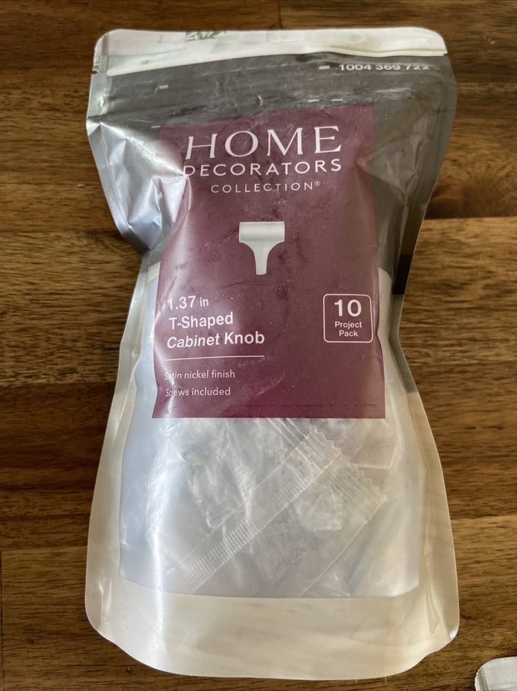Home Decorators T Shaped Cabinet Knobs 10 pack Satin Nickel Finish 1.37”