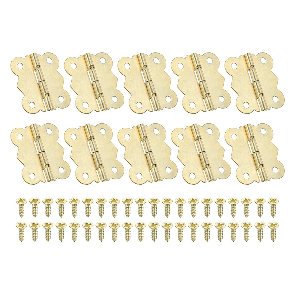 Small Jewelry Box Hinge 1-1/4 inch, 10 Pack 180-degree Butterfly Hinge, Gold