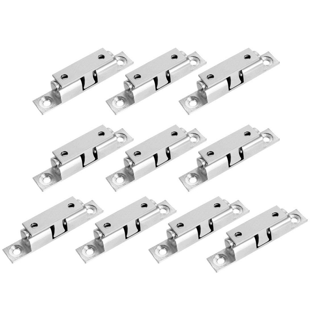 uxcell 10pcs Cabinet Door Closet Brass Double Ball Catch 70mm 10pcs, Silver