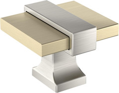 Overton 1-3/8 inch (35mm) Length Golden Champagne/Satin Nickel Cabinet Knob, BP3
