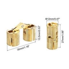 12Pcs 12mm Brass Barrel Hinges Invisible Hidden Concealed Furniture Hinges Gold