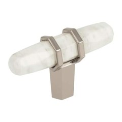LOT OF 25 Amerock Carrione 2-1/2 in. Marble White/Polished Nickel Cabinet Knob