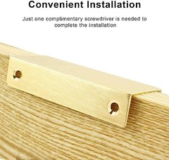 6 Pack Modern Brushed Gold Aluminum Alloy Hidden Cabinet Pulls, 3.15″ x 1.26″, E
