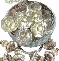 LoT Of 12 Single Clear Glass Cabinet Knobs/Pulls Kitchen / Drawers/Bathroom Reno