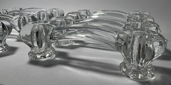 8 Crystal Clear Glass Drawer Pulls Handles Vintage Depression Era Flea Bites