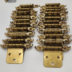 22 Lot Vintage Antique Gold Tone Cabinet Hinges Ornate Decorative Hardware 3″