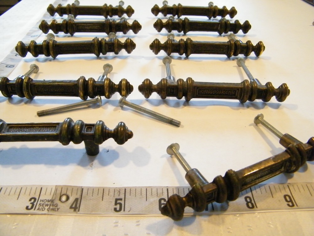 National Lock lot of 10 vintage 1970s metal drawer PULLS HANDLES 5 1/8″ long