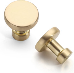 Asidrama 10 Pack 1-1/4 inch Brushed Brass Kitchen Cabinet Knobs Gold Dresser Kno