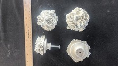 4 Resin Furniture Roses Knobs or handles, Wooden Base With Screw, Paintable.