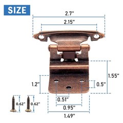 Donanim Oil Rubbed Bronze 3/8 Inset Cabinet Hinges 50 Pack 25 Pairs Self