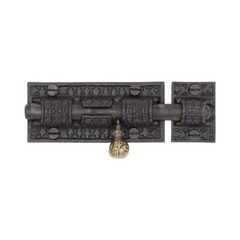 Victorian Slide Bolt Iron and Brass Knob Antique Replica