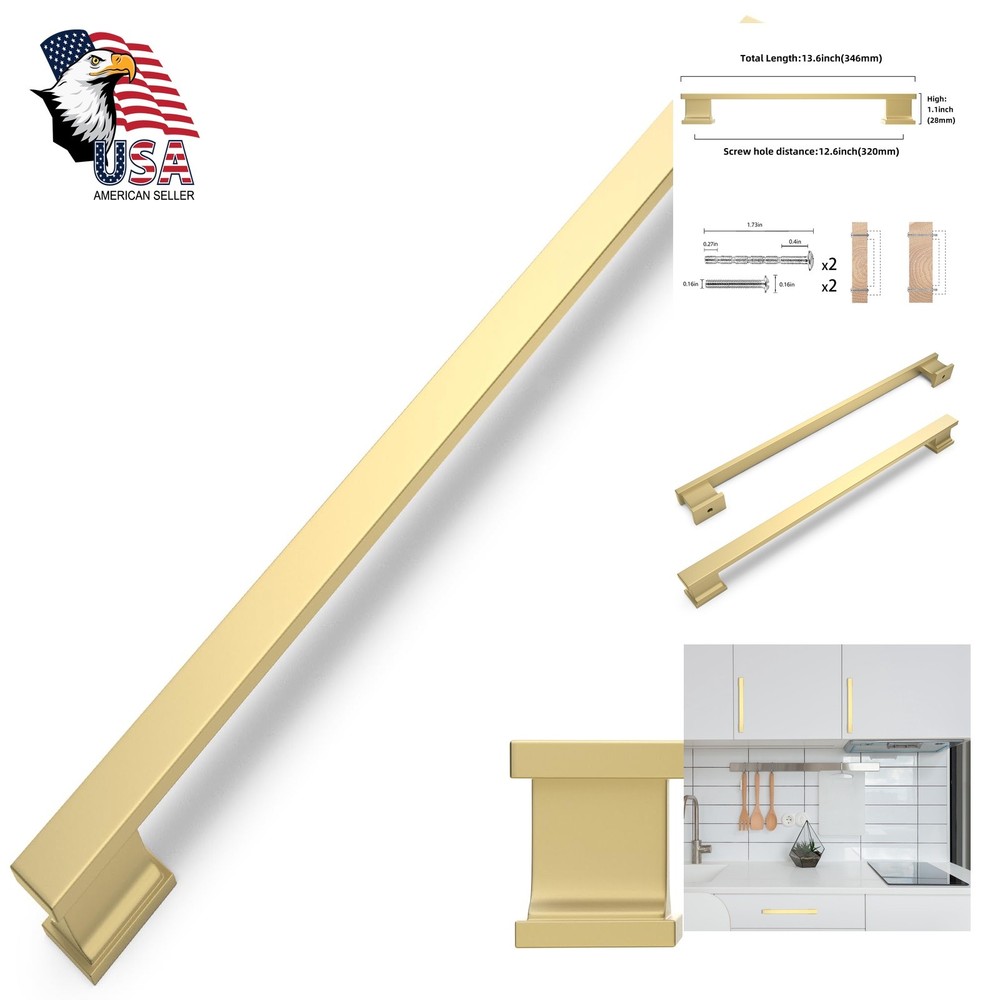 COTYKILEY Brushed Gold Cabinet Handles 12.6″ (320mm) 10 Pack