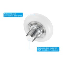 4 Set 19mm Nylon Drawer Rollers with Spring Washers and Nuts, White