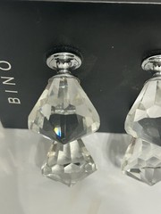 BINO Crystal Glass Cabinet Knobs 4 Pack Clear Faceted Drawer Pulls w/ Screws New