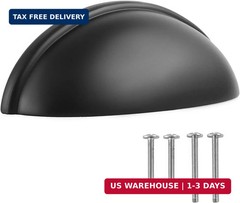 Cup Drawer Pulls – 10 Pack – Matte Black Cabinet Handles 3 Inch – Matte Black Ca