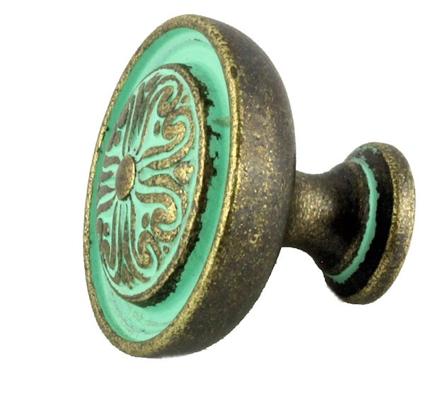 (12 Pack) 1-3/16″ Baroque Scroll Work Design Knob Verdigris