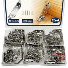 22-Pack Stainless Steel L Bracket with 120 Pieces Self-Tapping Screws,