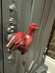 Rustic Red Solid Metal Cast Iron Drawer Knobs Pulls Roosters/Chicken Hardware