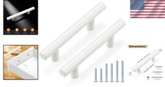 Sleek White 3 Inch T Bar Handles – 5 Pack Stainless Steel Kitchen Cabinet Pulls