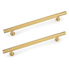 5 Pack Brushed Solid Brass Cabinet Gold 6-3/10 Inch Hole Centers