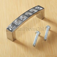 U-Shaped Diamond Crystal Knob Cabinet Kitchen Wardrobe Cupboard Pull Handle