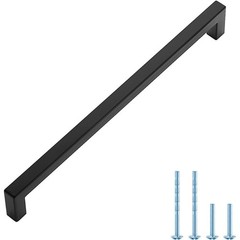 1 Pack Black Cabinet Pulls 10 Inch Square Cabinet Handles Matte Black Kitchen
