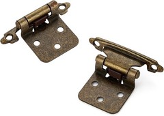 50 Pack (25 Pairs) Antique Brass Kitchen Cabinet Hinges Overlay Self Closing Fac