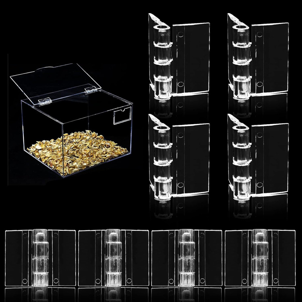 Plastic Hinges, Clear, 1.34 X 0.98 Inch, 20 Pcs | Transparent Acrylic, Mini Hard