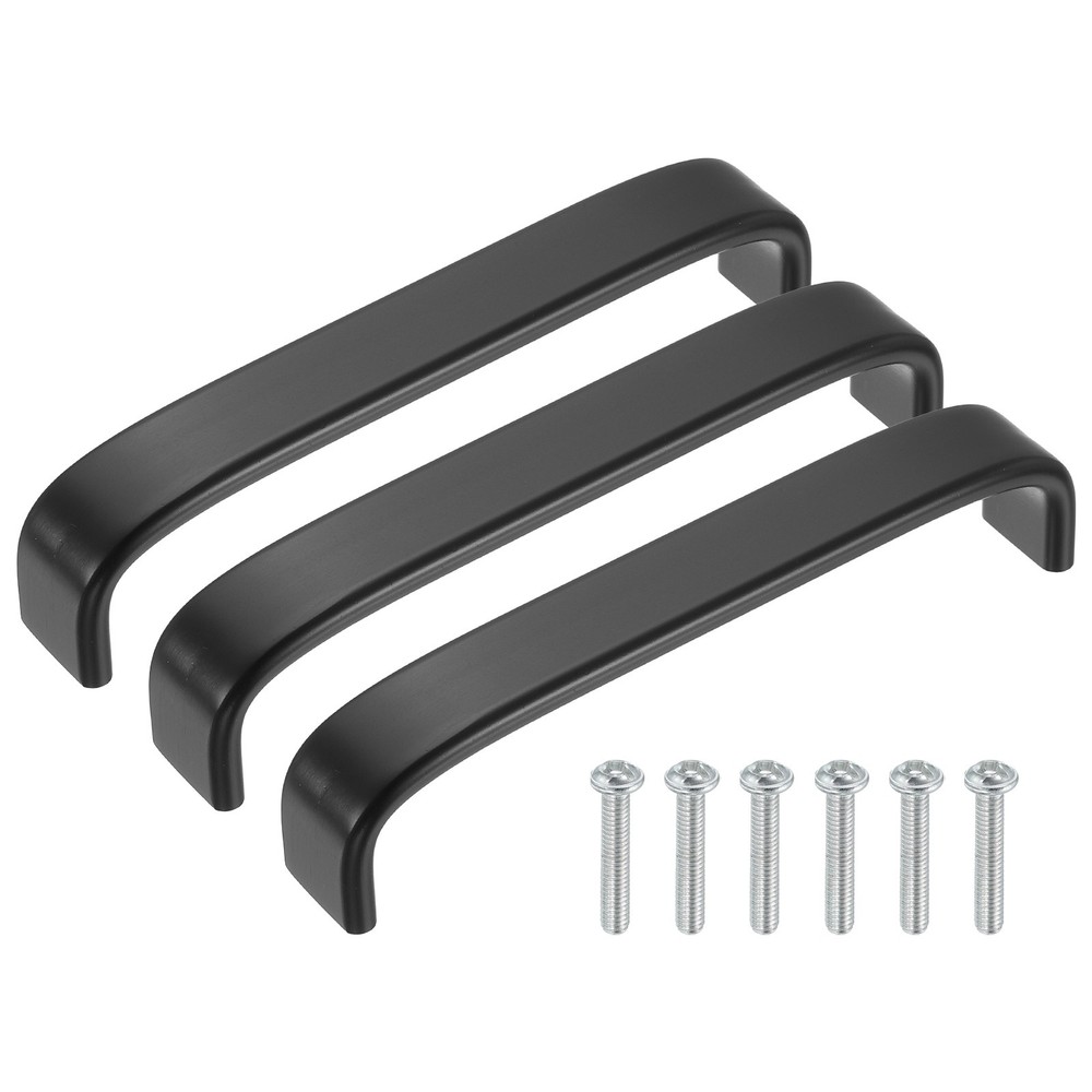 3 Pack Matte Black Cabinet Pulls 128mm/5.04″ Hole Center 133mm/5.24″ Length